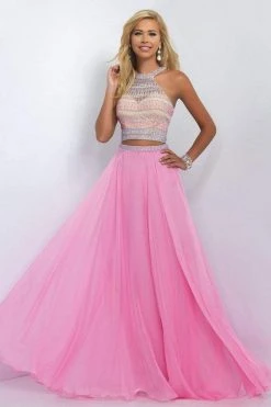 Blush By Alexia Designs Formal Gowns Blush - 11056 Two-Piece Bejeweled Illusion High Neck Gown
