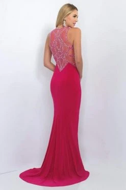 Blush By Alexia Designs Blush - 11080 Bedazzled Jewel Neck Jersey Sheath Dress