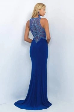 Blush By Alexia Designs Blush - 11080 Bedazzled Jewel Neck Jersey Sheath Dress