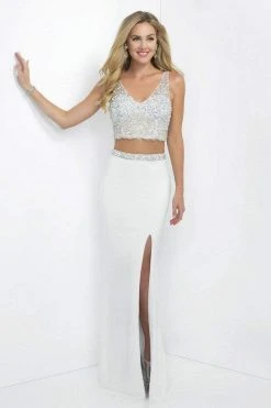 Blush By Alexia Designs Blush - 11107 Two-piece Bejeweled V-Neck Jersey Sheath Gown Formal Gowns 10 Blush By Alexia Designs Blush - 11107 Two-piece Bejeweled V-Neck Jersey Sheath Gown Formal Gowns