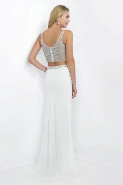 Blush By Alexia Designs Blush - 11107 Two-piece Bejeweled V-Neck Jersey Sheath Gown Formal Gowns 11 Blush By Alexia Designs Blush - 11107 Two-piece Bejeweled V-Neck Jersey Sheath Gown Formal Gowns