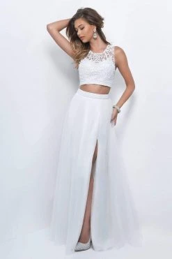 Blush By Alexia Designs Blush - 11318 Beaded Cropped Top Bare Midriff Two Piece Dress Formal Gowns