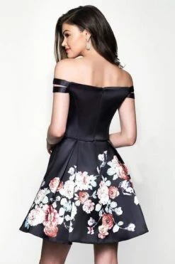 Blush By Alexia Designs Blush - 11609 Off Shoulder Fit And Flare Floral Print Cocktail Dress