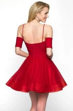 Blush By Alexia Designs Blush - 11618N Straight Neck Jersey Tulle A-line Dress Cocktail Dresses