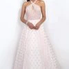 Blush By Alexia Designs Blush - 5516 Embellished Halter Neck Polka Dot Printed Ball Gown 1 Blush By Alexia Designs Blush - 5516 Embellished Halter Neck Polka Dot Printed Ball Gown