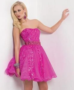 Blush By Alexia Designs Blush - 9430 Strapless Cocktail Dress With Embellished Waistband