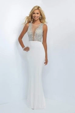 Formal Gowns Blush By Alexia Designs - 11009 Jewel Encrusted Plunging Illusion Gown