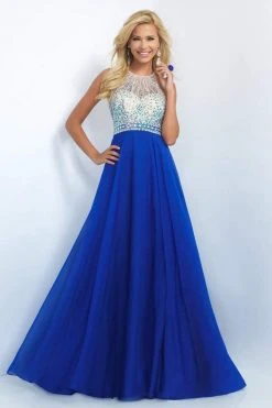 Blush By Alexia Designs - 11052 Beaded Halter Neck Chiffon Gown