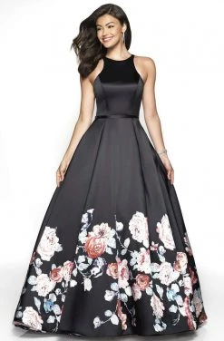 Blush By Alexia Designs - 11136Z Floral Print Mikado Ballgown