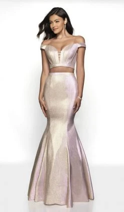 Blush By Alexia Designs - 11714 Two-Piece Metallic Mermaid Gown Formal Gowns