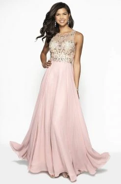 Blush By Alexia Designs - 11715 Beaded Jewel Neck Chiffon A-line Dress Formal Gowns