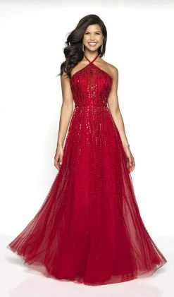 Blush By Alexia Designs - 11756 Beaded Halter Tulle A-line Dress Formal Gowns