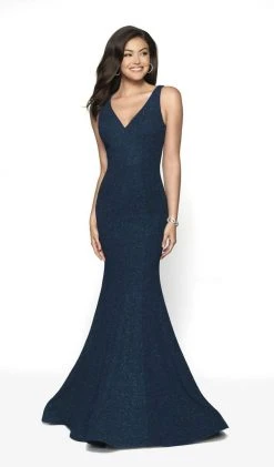 Blush By Alexia Designs - 11787 Glitter Knit Mermaid Dress With Train