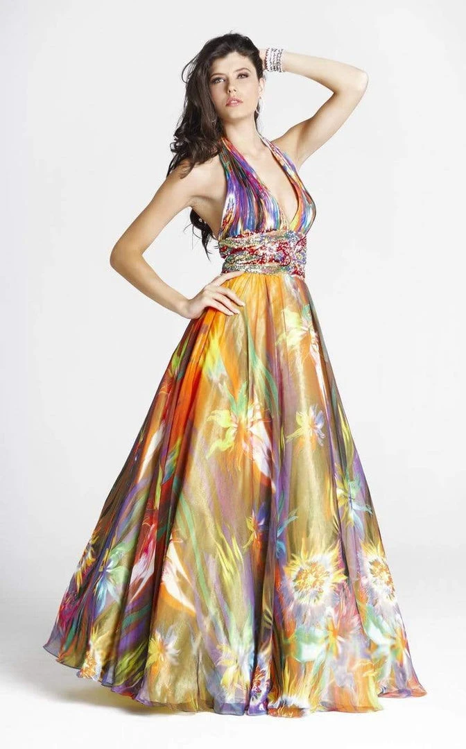 Blush By Alexia Designs - 5034 Plunging Halter Print Gown Formal Gowns 3 Blush By Alexia Designs - 5034 Plunging Halter Print Gown Formal Gowns