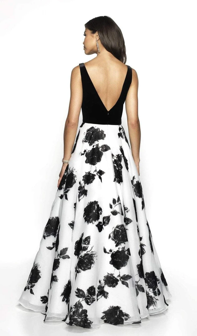 Blush By Alexia Designs - 5714 Plunging V-Neck Floral Dress 4 Blush By Alexia Designs - 5714 Plunging V-Neck Floral Dress