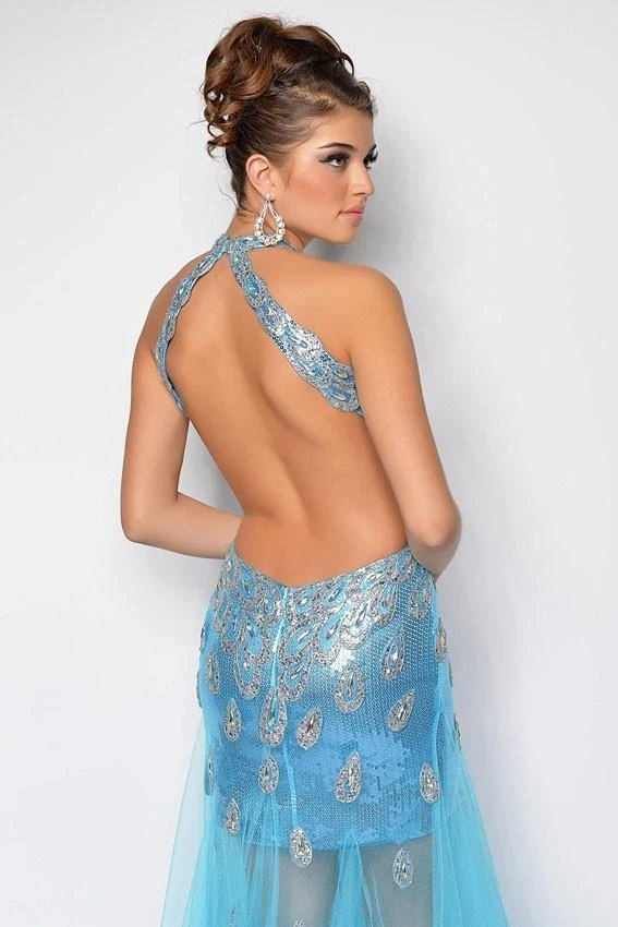 Blush By Alexia Designs - 9530 Peacock Adorned V-Neck A-Line Gown 4 Blush By Alexia Designs - 9530 Peacock Adorned V-Neck A-Line Gown