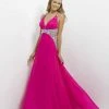 Blush By Alexia Designs - 9708 Sleeveless V-Neck Pleated Long Dress