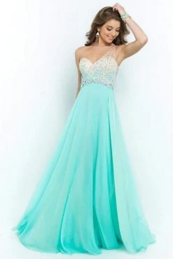 Blush By Alexia Designs - 9965 One Shoulder Beaded Long Dress Formal Gowns