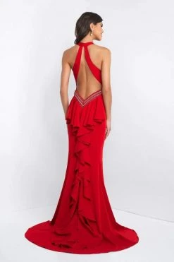 Blush By Alexia Designs - C1029 High Halter Ruffle Paneled Sheath Gown Formal Gowns