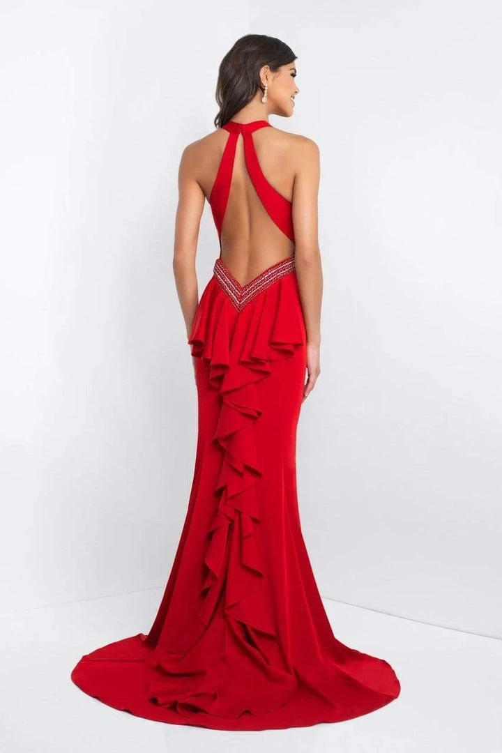 Blush By Alexia Designs - C1029 High Halter Ruffle Paneled Sheath Gown Formal Gowns 4 Blush By Alexia Designs - C1029 High Halter Ruffle Paneled Sheath Gown Formal Gowns