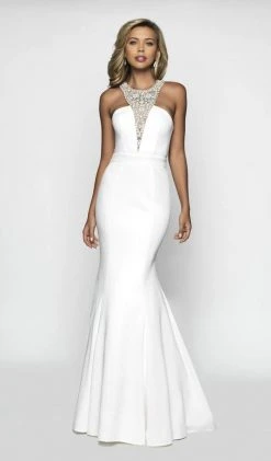 Blush By Alexia Designs - C2025 Tonal Beaded Halter Mermaid Gown Formal Gowns