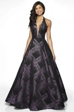 Formal Gowns Blush By Alexia Designs - C2053 Plunging Halter Ballgown