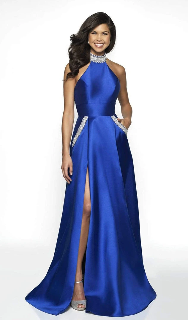 Formal Gowns Blush By Alexia Designs - C2078 Beaded Choker High Slit Gown 6 Formal Gowns Blush By Alexia Designs - C2078 Beaded Choker High Slit Gown