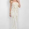 Blush By Alexia Designs - Gold Printed Strapless Long Dress 7014