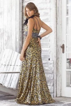 Formal Gowns Blush By Alexia Designs - One Shoulder Printed Long Dress 9340