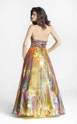 Blush By Alexia Designs - Plunging Halter Print Gown 5034 Formal Gowns