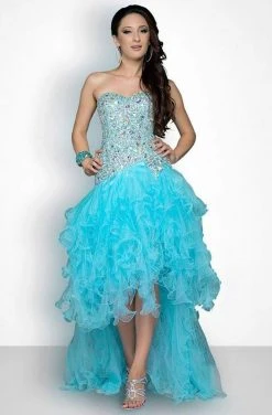 Blush By Alexia Designs - Strapless Embellished Ruffled Long Gown 9608