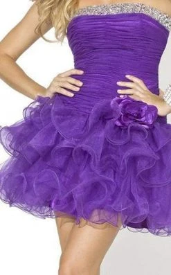 Blush By Alexia Designs - Strapless Ruffled Cocktail Dress X001