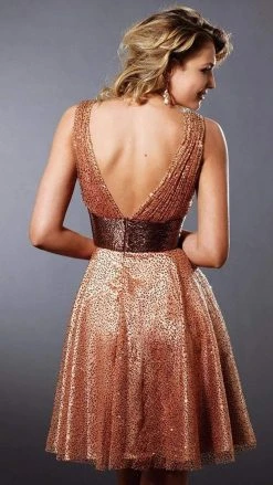 Blush By Alexia Designs - V-Neck Empire Cocktail Dress 9131 - 1 Pc Bronze In Size 8 Available 6 Blush By Alexia Designs - V-Neck Empire Cocktail Dress 9131 - 1 Pc Bronze In Size 8 Available