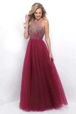 Blush By Alexia Designs Formal Gowns Blush - Embellished Jewel Neck Tulle A-Line Dress 11258