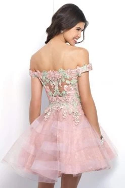 Blush By Alexia Designs Blush - Floral Applique Off-Shoulder Tulle Cocktail Dress 11382 Formal Gowns
