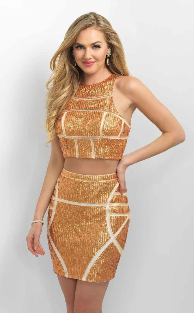 Blush By Alexia Designs Blush - Geometrical Patterned Two-Piece Metallic Dress C352 7 Blush By Alexia Designs Blush - Geometrical Patterned Two-Piece Metallic Dress C352
