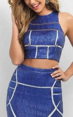 Blush By Alexia Designs Blush - Geometrical Patterned Two-Piece Metallic Dress C352 8 Blush By Alexia Designs Blush - Geometrical Patterned Two-Piece Metallic Dress C352