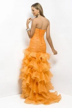 Blush By Alexia Designs Blush - Strapless Pleated Ruffled Long Gown With Slit 9517 Formal Gowns