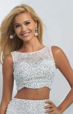 Blush By Alexia Designs Blush - Two Piece Beaded Lace Bateau Short Dress C350