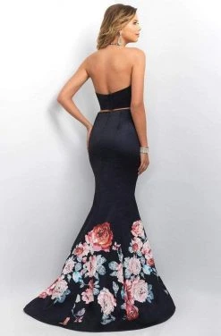 Blush By Alexia Designs Blush - Two-Piece Floral Halter Neck Satin Mermaid Gown 11137