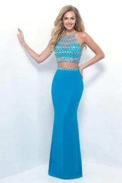 Blush By Alexia Designs Blush - Two-Piece Gem Embellished Halter Top Evening Gown 11248