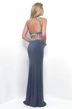 Blush By Alexia Designs Formal Gowns Blush - Two-Piece Pearl Embellished Halter Top Jersey Gown 11259