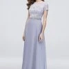 Cachet - 40391 Short Sleeve Sequin-Adorned Lace Long Dress Formal Gowns
