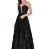 Cachet - 59190Q Plunging Sweetheart Glitter A-Line Gown
