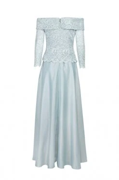 Cachet - 59205 Lace Off-Shoulder Satin A-line Dress Formal Gowns 10 Cachet - 59205 Lace Off-Shoulder Satin A-line Dress Formal Gowns