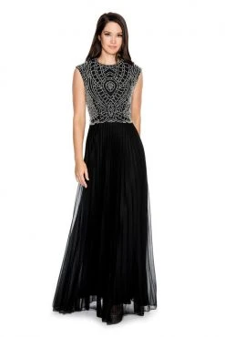 Cachet - Crystal Embellished Jewel Gown 57421K - 1 Pc Navy Silver In Size 10 Available Formal Gowns