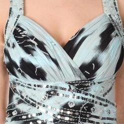 Formal Gowns Cachet - Halter Printed Long Dress 56203