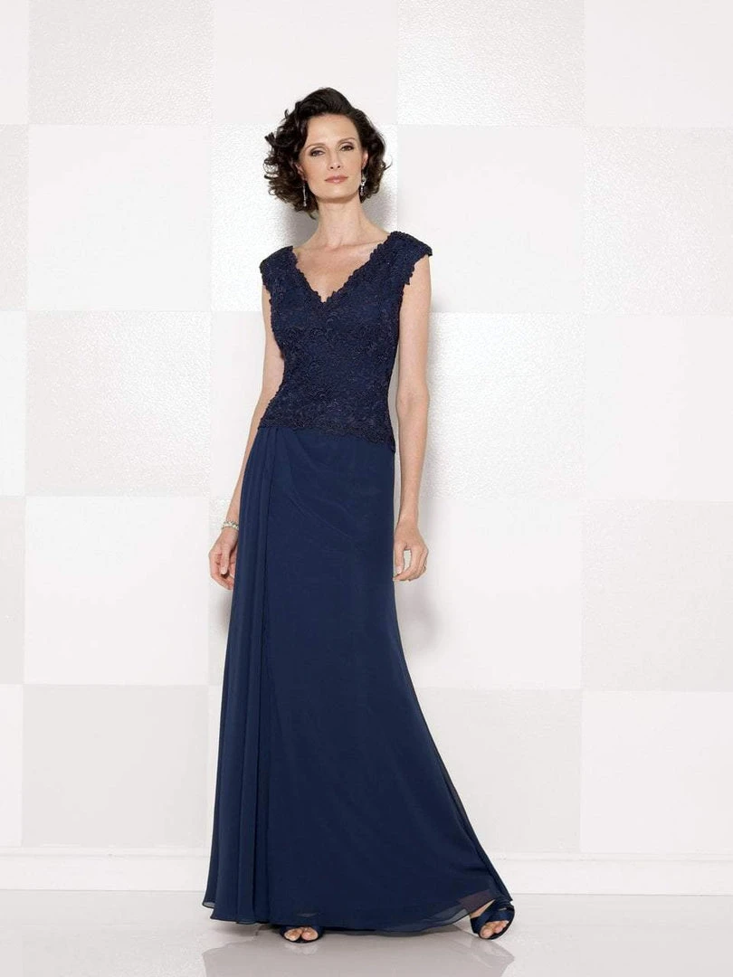 Cameron Blake By Mon Cheri Formal Gowns Cameron Blake - 114666 V Neck Long Dress With Slit 5 Cameron Blake By Mon Cheri Formal Gowns Cameron Blake - 114666 V Neck Long Dress With Slit