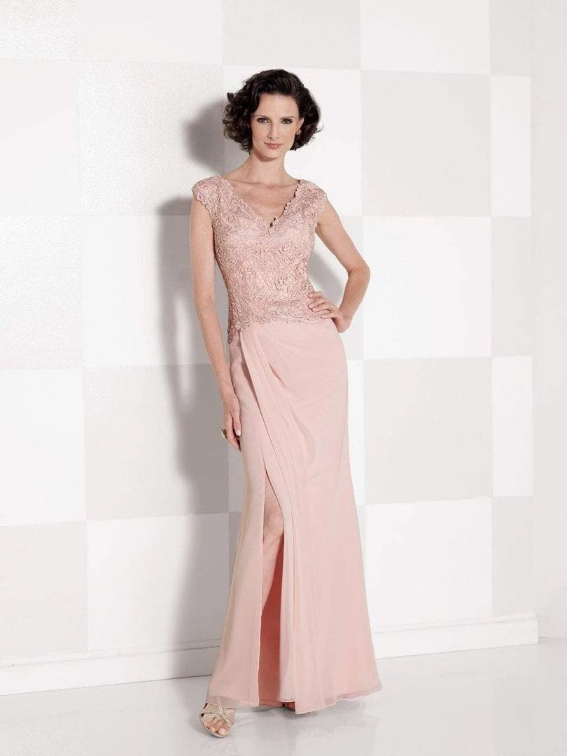 Cameron Blake By Mon Cheri Formal Gowns Cameron Blake - 114666 V Neck Long Dress With Slit 3 Cameron Blake By Mon Cheri Formal Gowns Cameron Blake - 114666 V Neck Long Dress With Slit