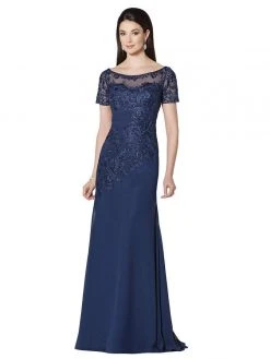 Cameron Blake By Mon Cheri - 114662 Illusion Ornate Gown - 1 Pc Silver In Size 10 Available